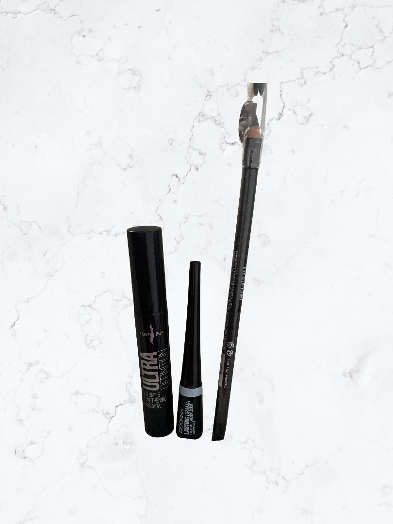 Mascara + Eyeliner + crayon